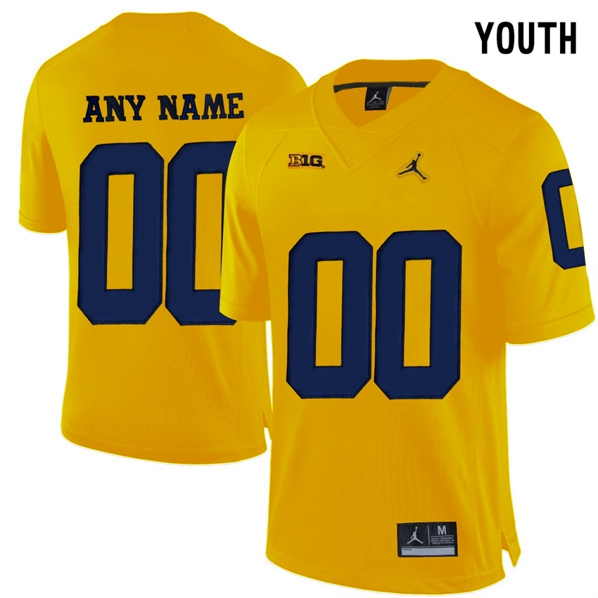 Michigan Wolverines Youth NCAA Yellow Limited Customized College Football Jersey GNN3349CF